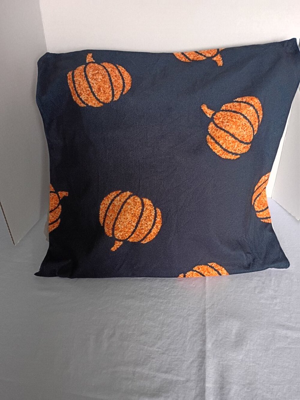 HALLOWEEN PUMPKIN PILLOW COVER ORANGE AND BLACK 16" by 17"